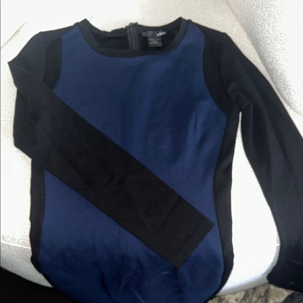 Aqua Brand Black and Blue Long Sleeve Bodycon Dress